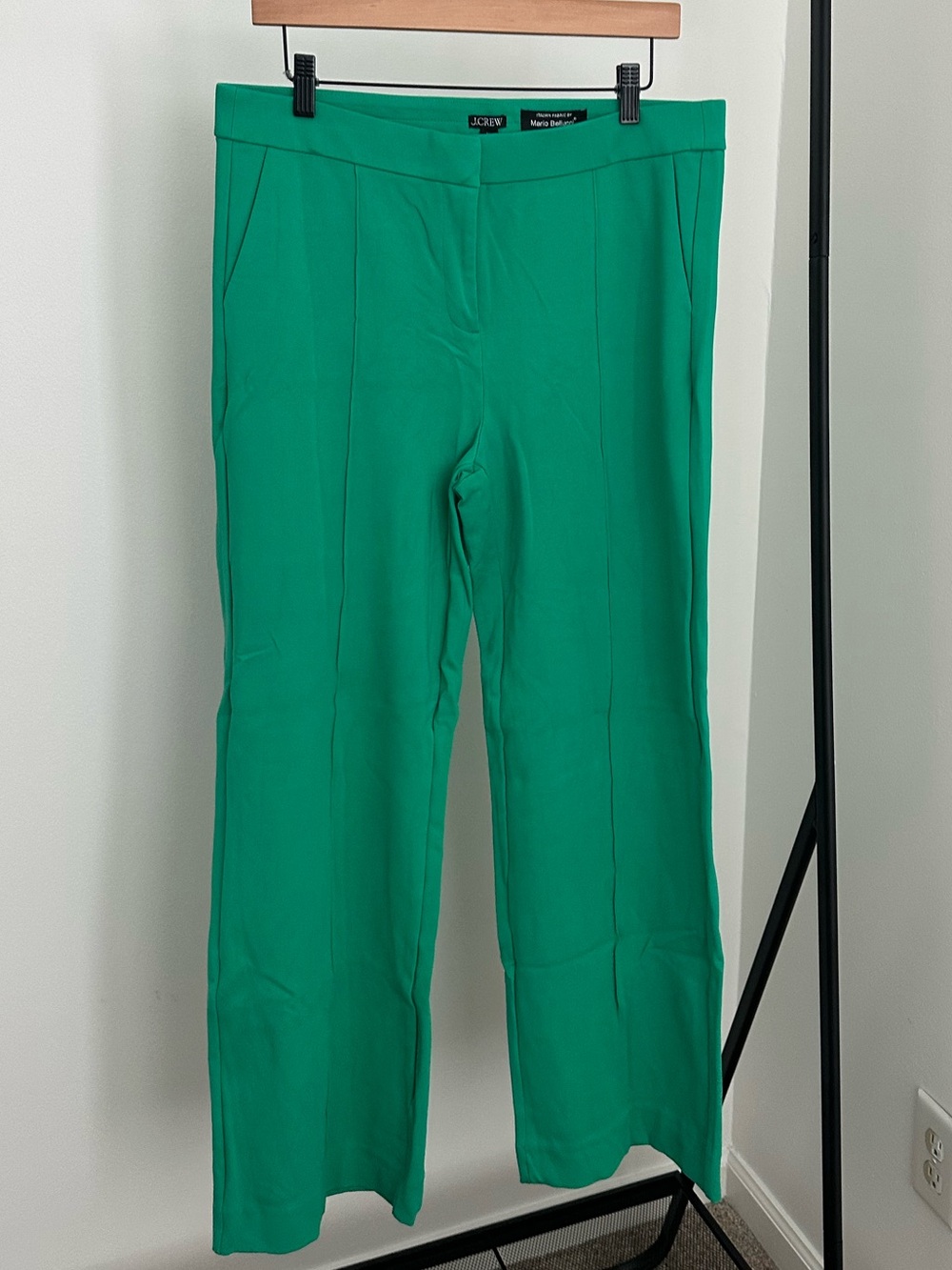j crew italian ponte kick flare pants in kelly green size 12 tall